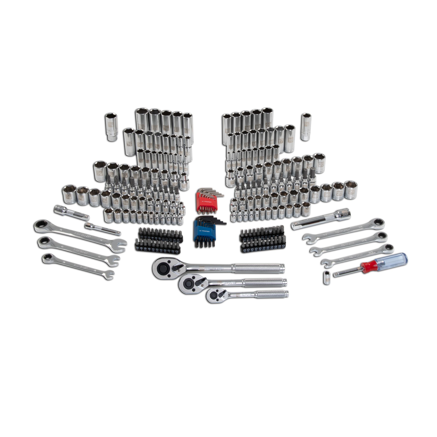 JUEGO 217 HERRAMIENTAS 1/4", 3/8" Y 1/2" STD Y MM P/MECÁNICO TRUPER 15691