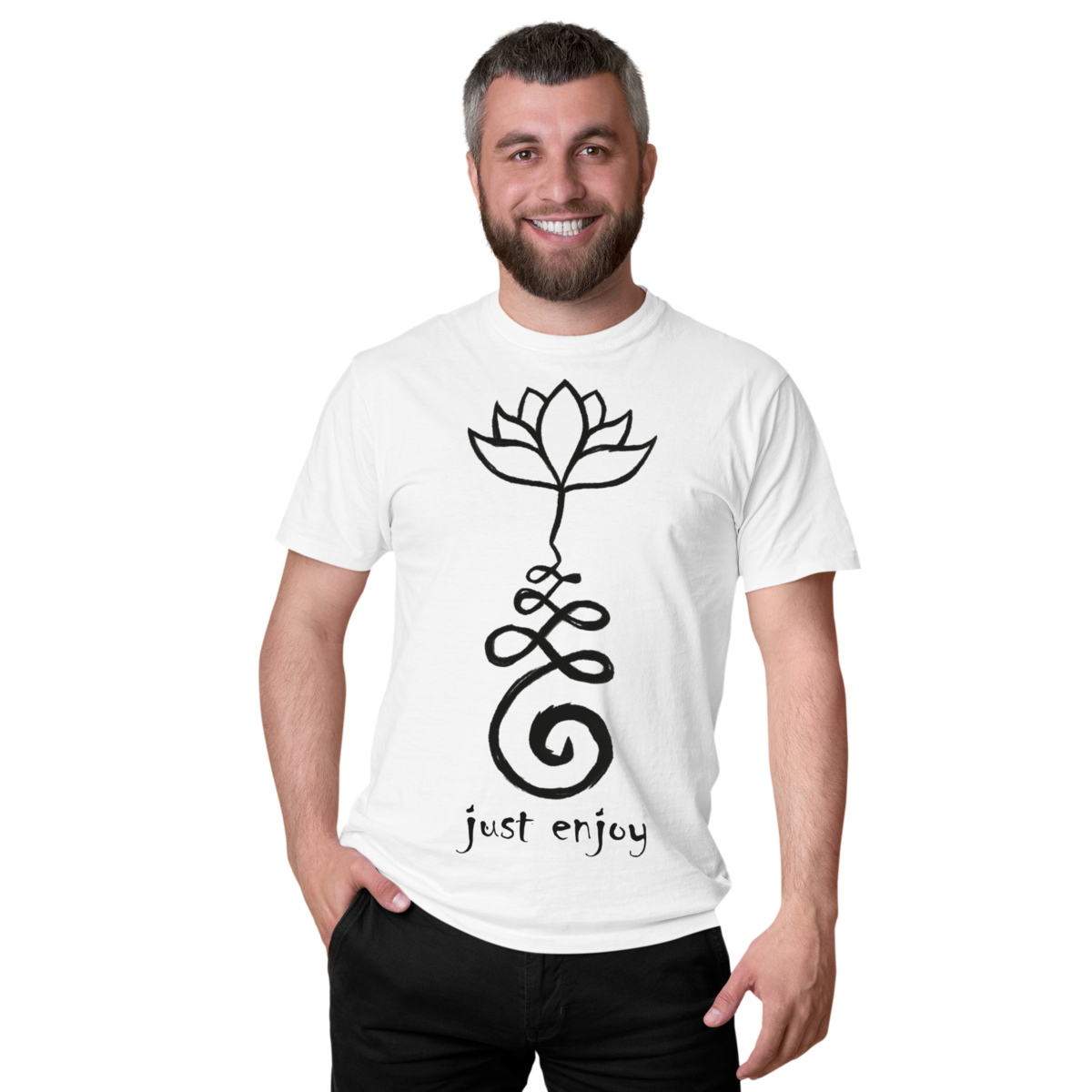 FINA Playera Hombre Alta gama Reg y Slim fit Flor de loto Yoga Meditación Buda Om
