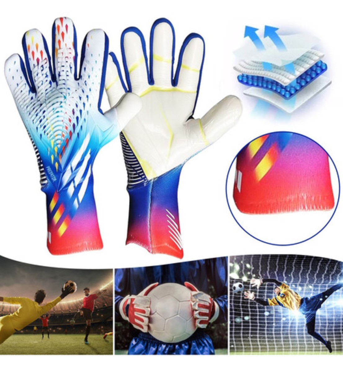 Guantes De Portero De Fútbol Profesional Antidesliz P/adulto talla 8