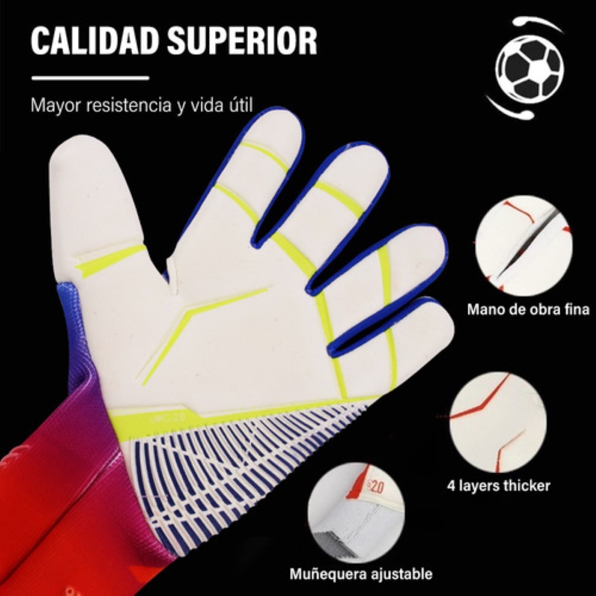 Guantes De Portero De Fútbol Profesional Antidesliz P/adulto talla 8