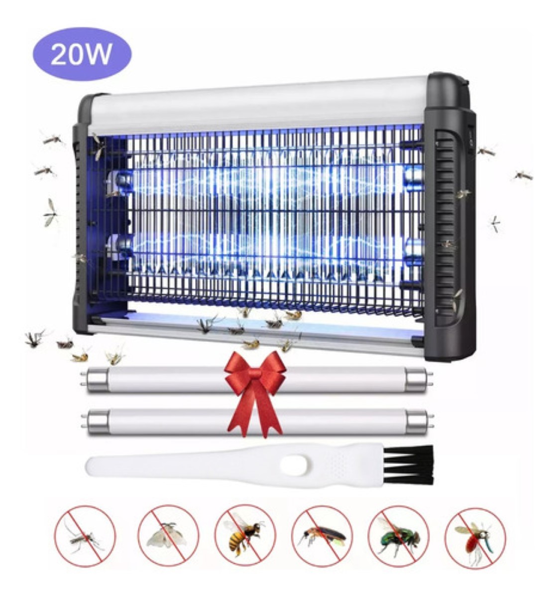 Lámpara Mata Mosquitos Fly Killer Eléctrico Matamoscas 20w blanco