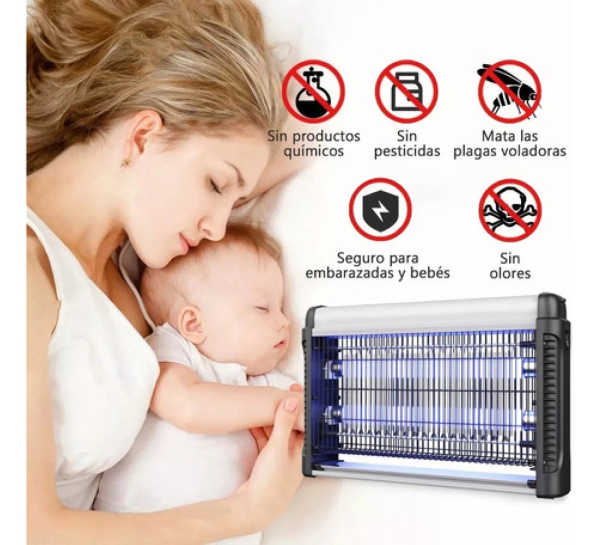 Lámpara Mata Mosquitos Fly Killer Eléctrico Matamoscas 20w blanco