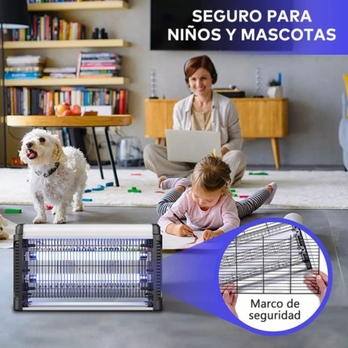 Lámpara Mata Mosquitos Fly Killer Eléctrico Matamoscas 20w blanco