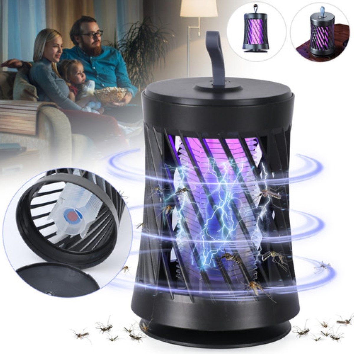 Lámpara Mata Mosquitos Eléctrico Lámpara Antimosquitos negro