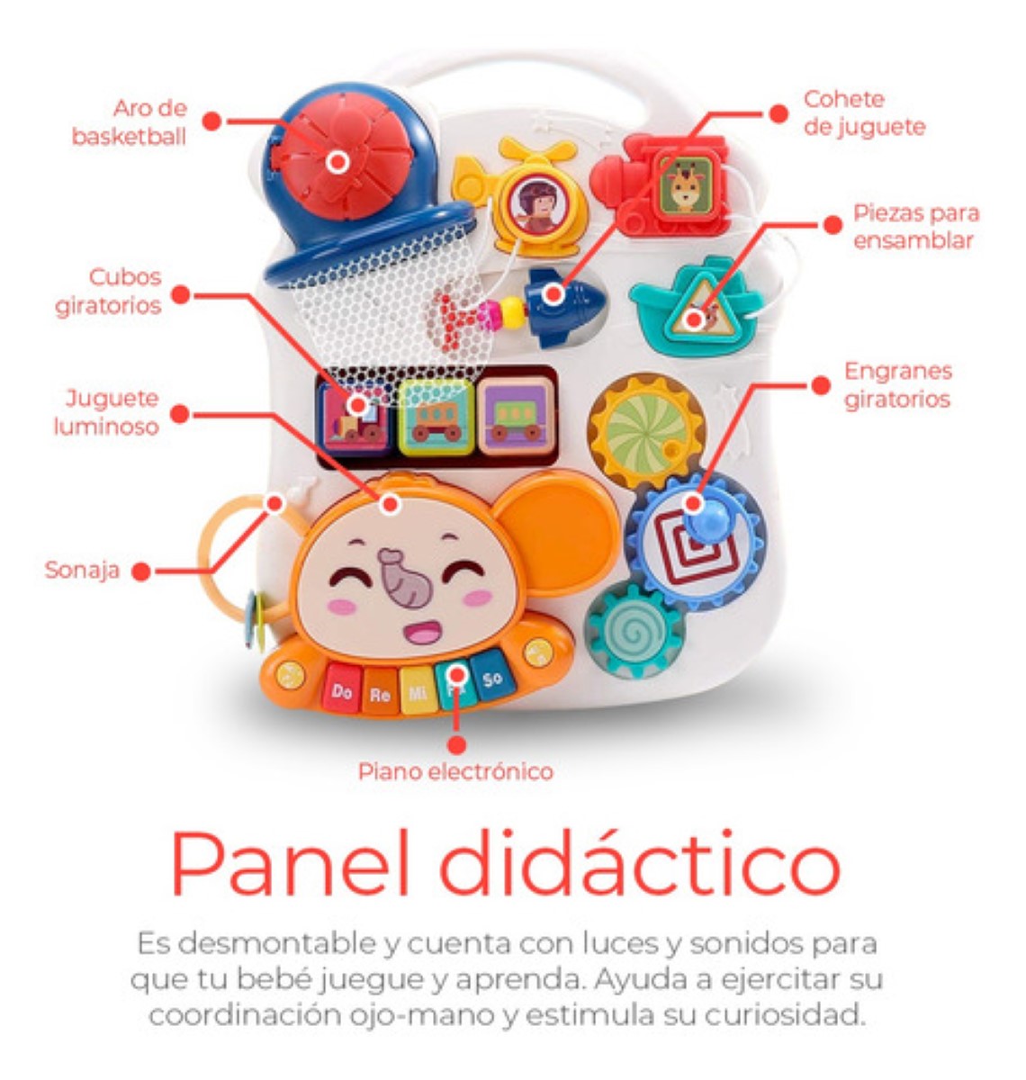 Andadera De Bebe 2 En 1 Musical Con Juguetes Niños Portatil rojo
