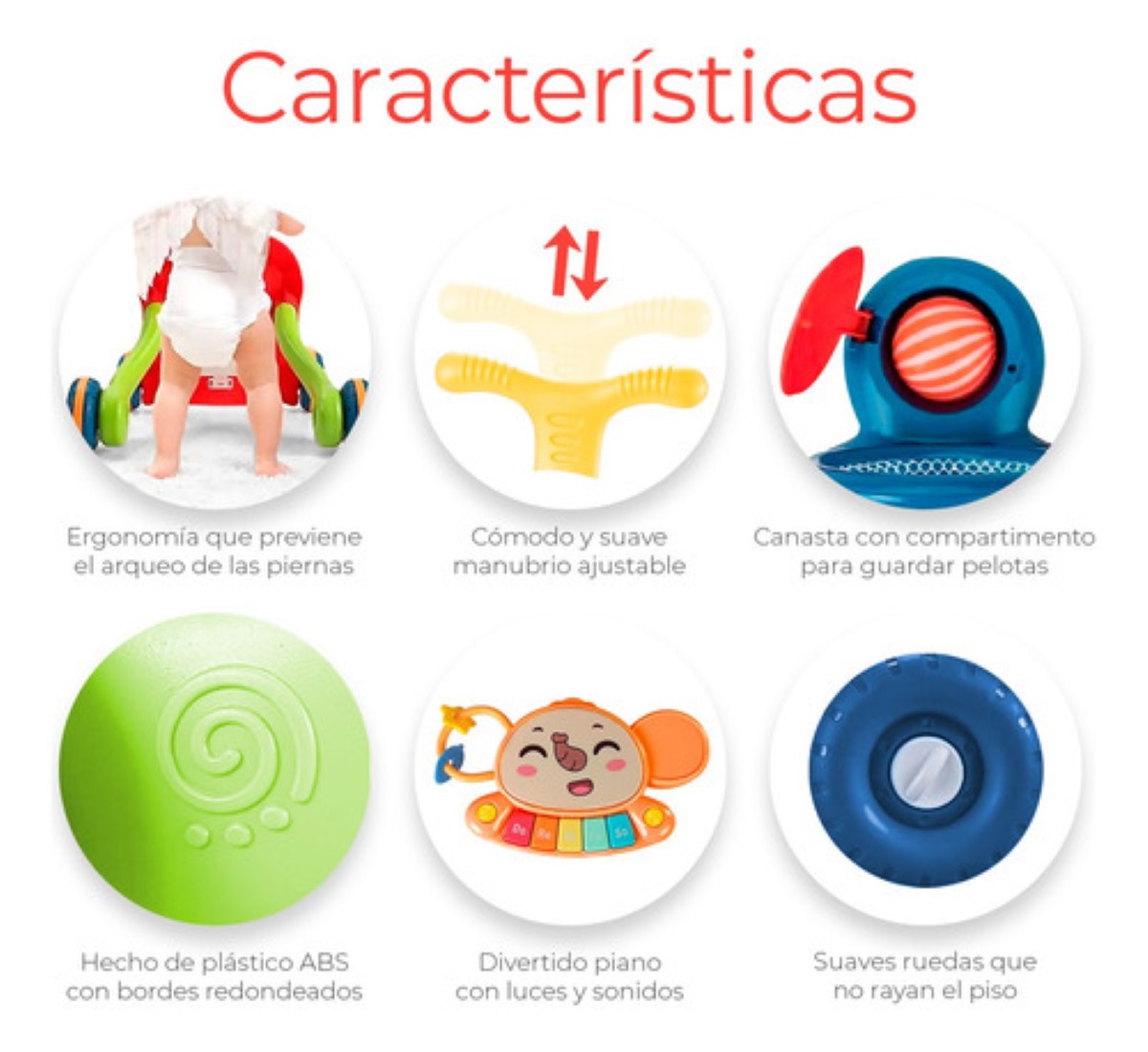 Andadera De Bebe 2 En 1 Musical Con Juguetes Niños Portatil rojo