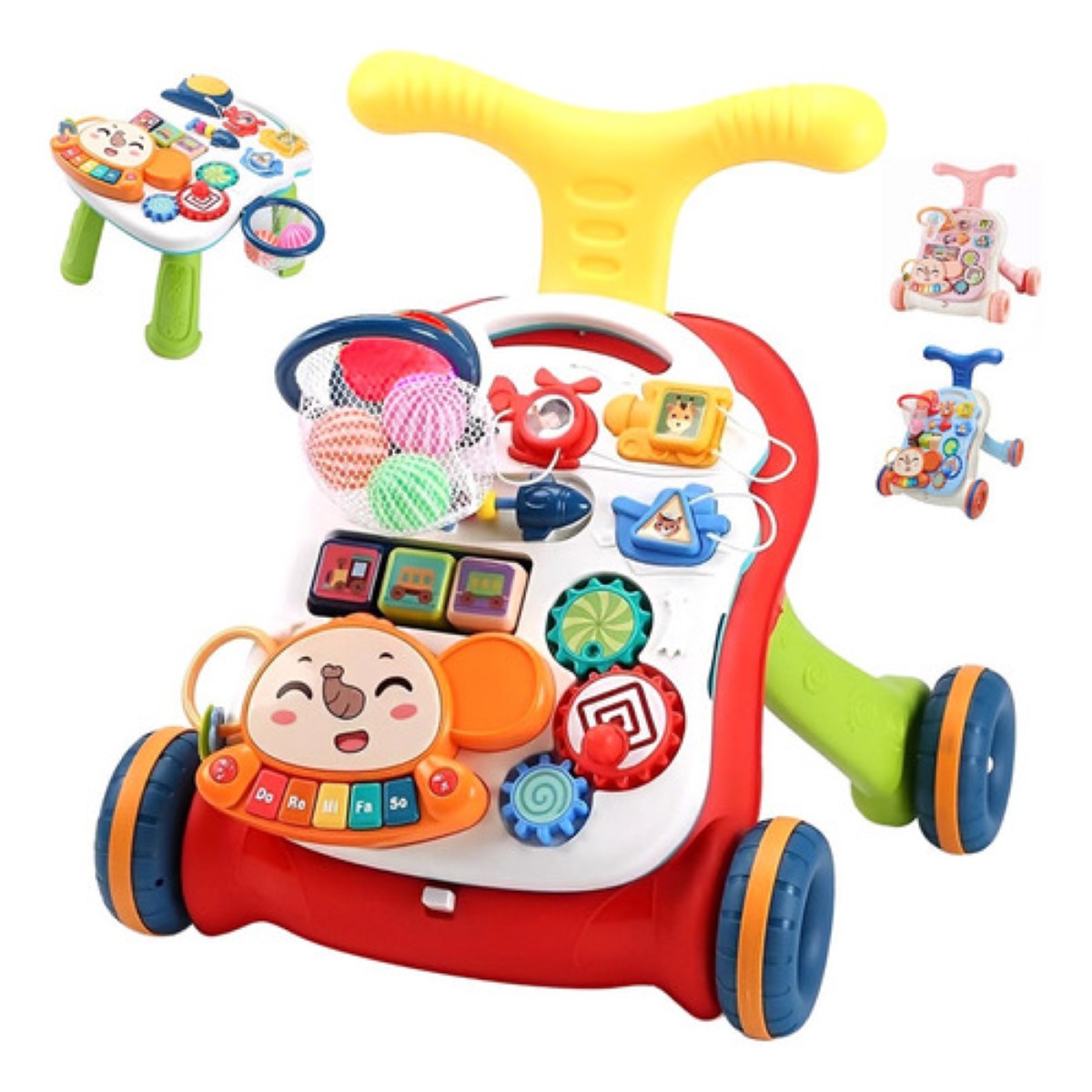 Andadera De Bebe 2 En 1 Musical Con Juguetes Niños Portatil rojo