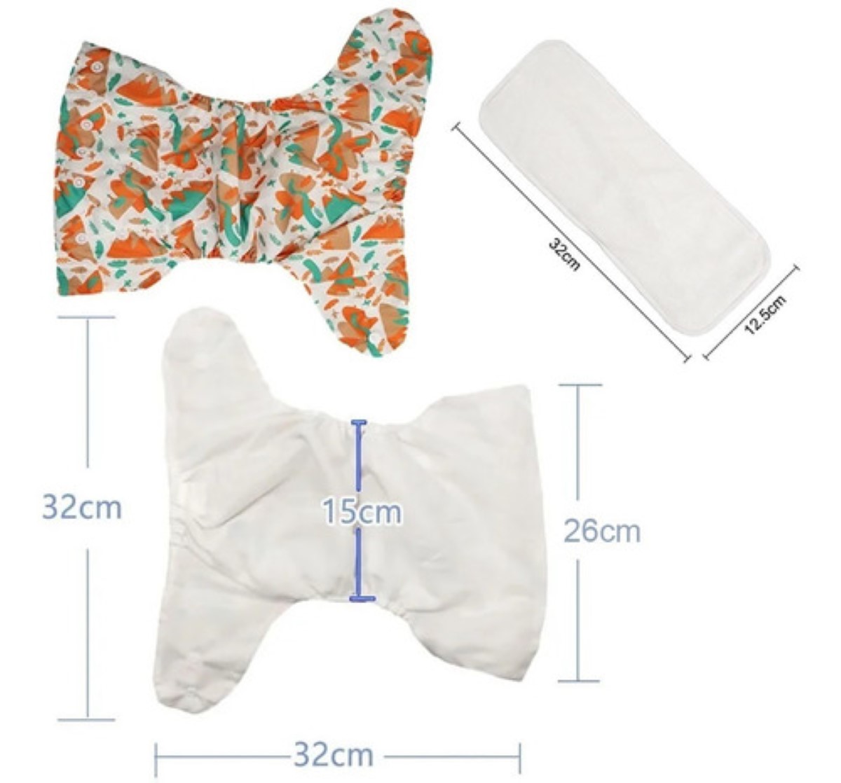 Pañales De Tela Ecologicos Para Bebé 6 Pañales + 6 Insertos pluma