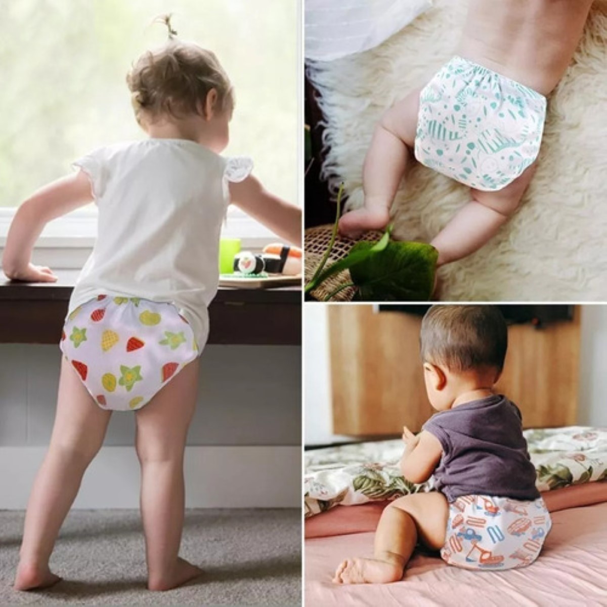 Pañales De Tela Ecologicos Para Bebé 6 Pañales + 6 Insertos pluma