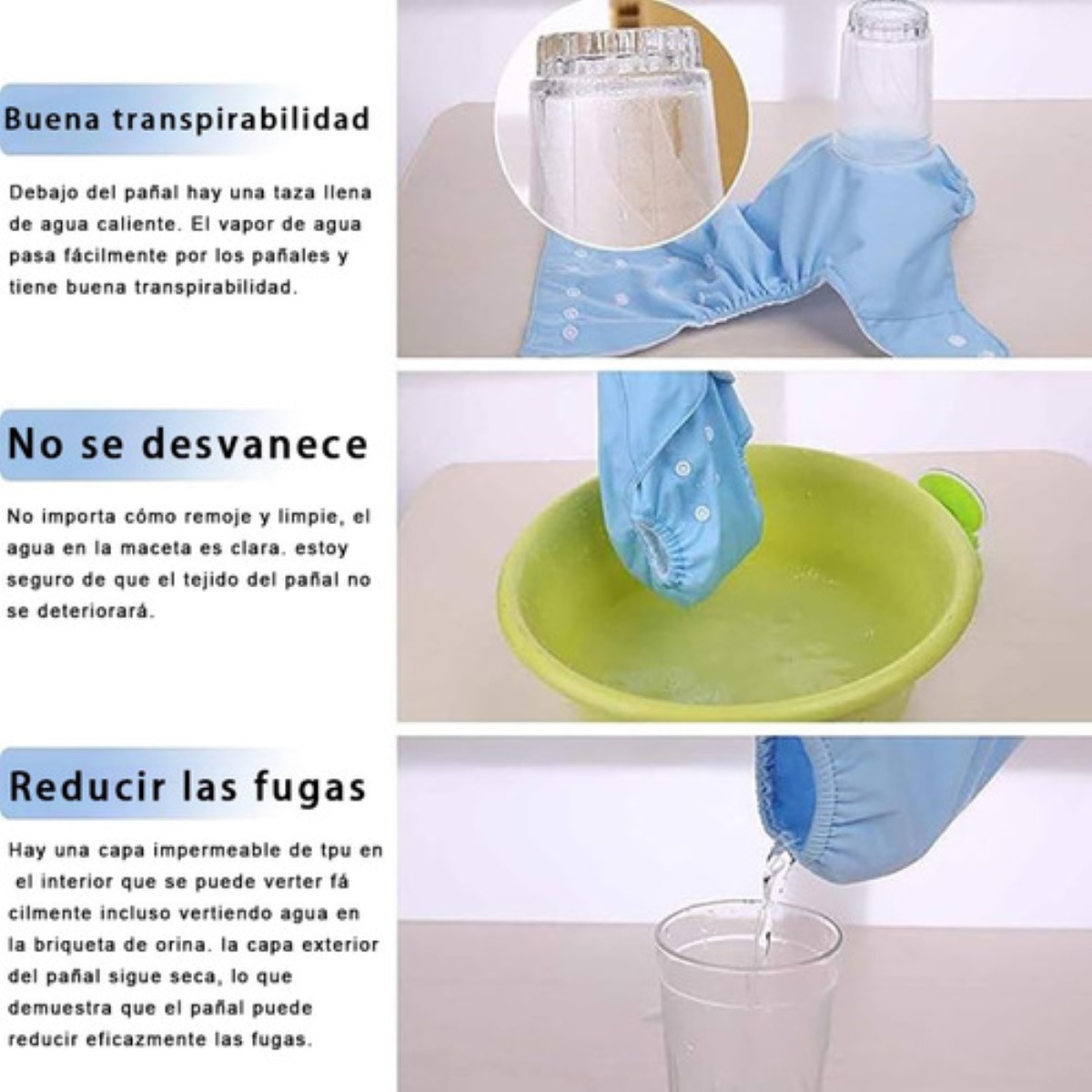 Pañales Entrenadores Reutilizables Para Bebé Ecologicos 6 colores puntos