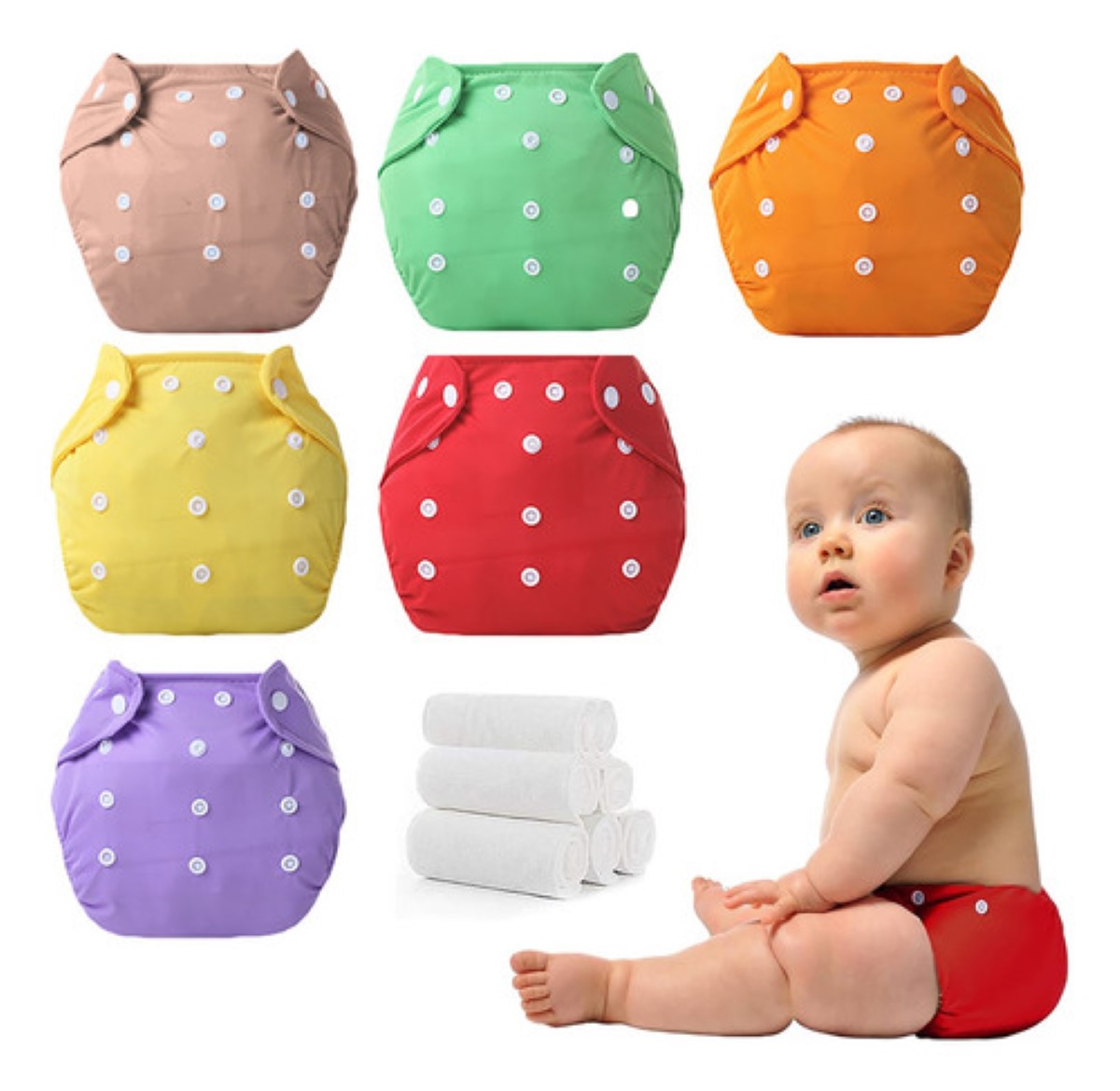 Pañales Entrenadores Reutilizables Para Bebé Ecologicos 6 colores puntos