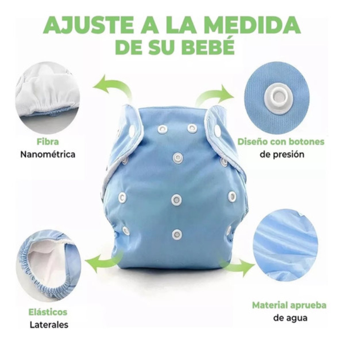 Pañales Entrenadores Reutilizables Para Bebé Ecologicos 6 colores puntos