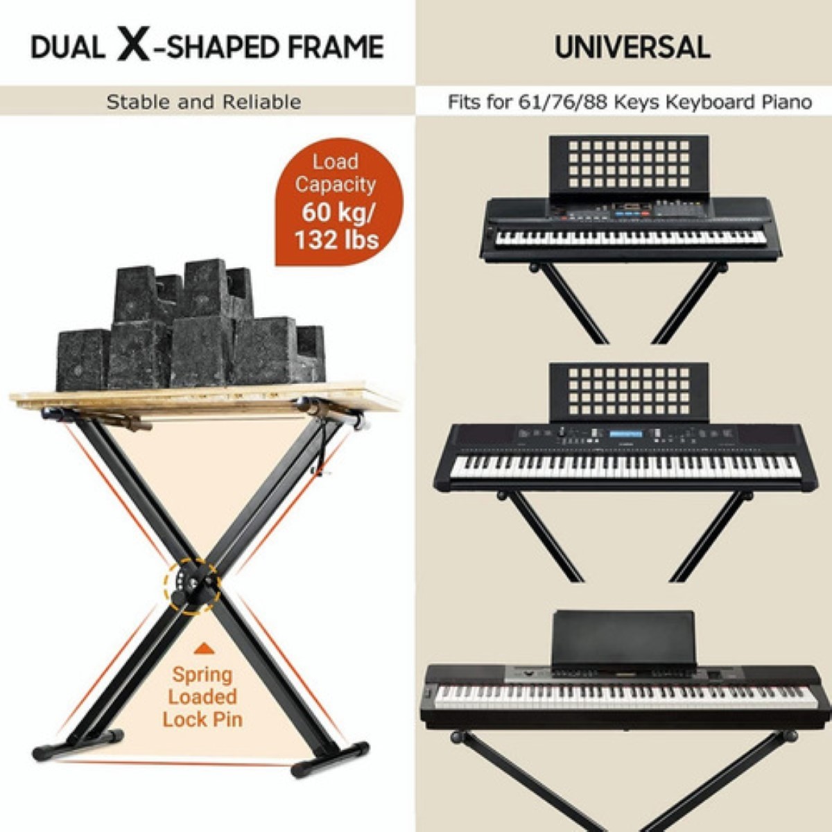 Soporte Stand Base Para Teclado Reforzado Plegable Q-2x negro