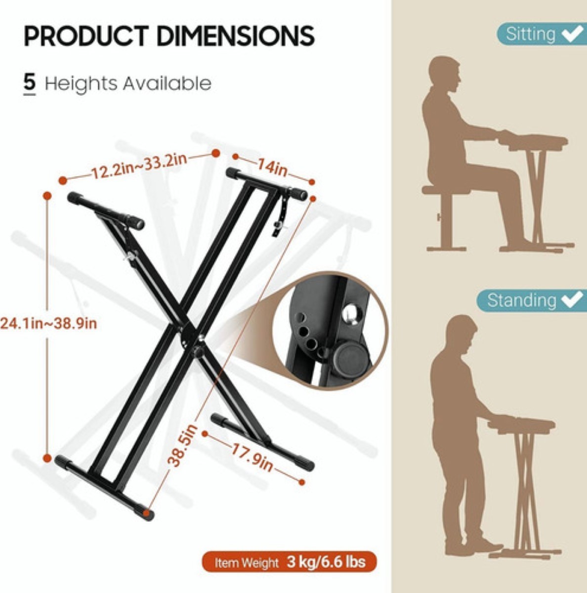Soporte Stand Base Para Teclado Reforzado Plegable Q-2x negro