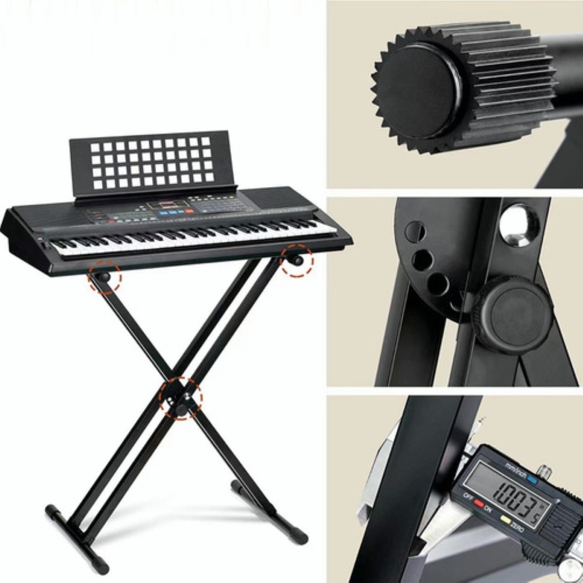 Soporte Stand Base Para Teclado Reforzado Plegable Q-2x negro