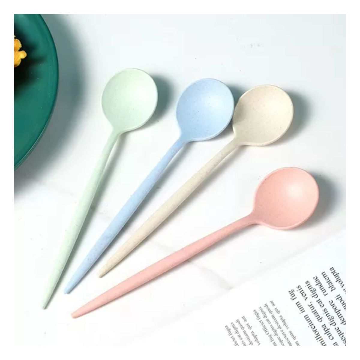 Juego De Vajilla Paja Trigo De 28 Pzas Para 4 Personas colores pasteles