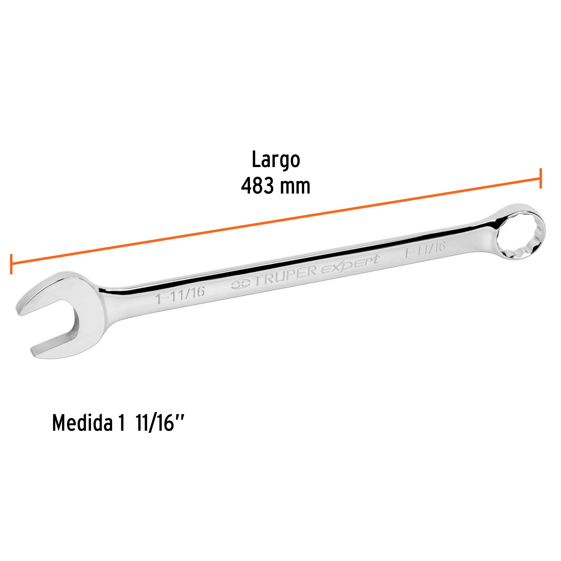 LLAVE COMBINADA EXTRALARGA 1-11/16" X 483 MM LARGO, TRUPER EXPERT 15632