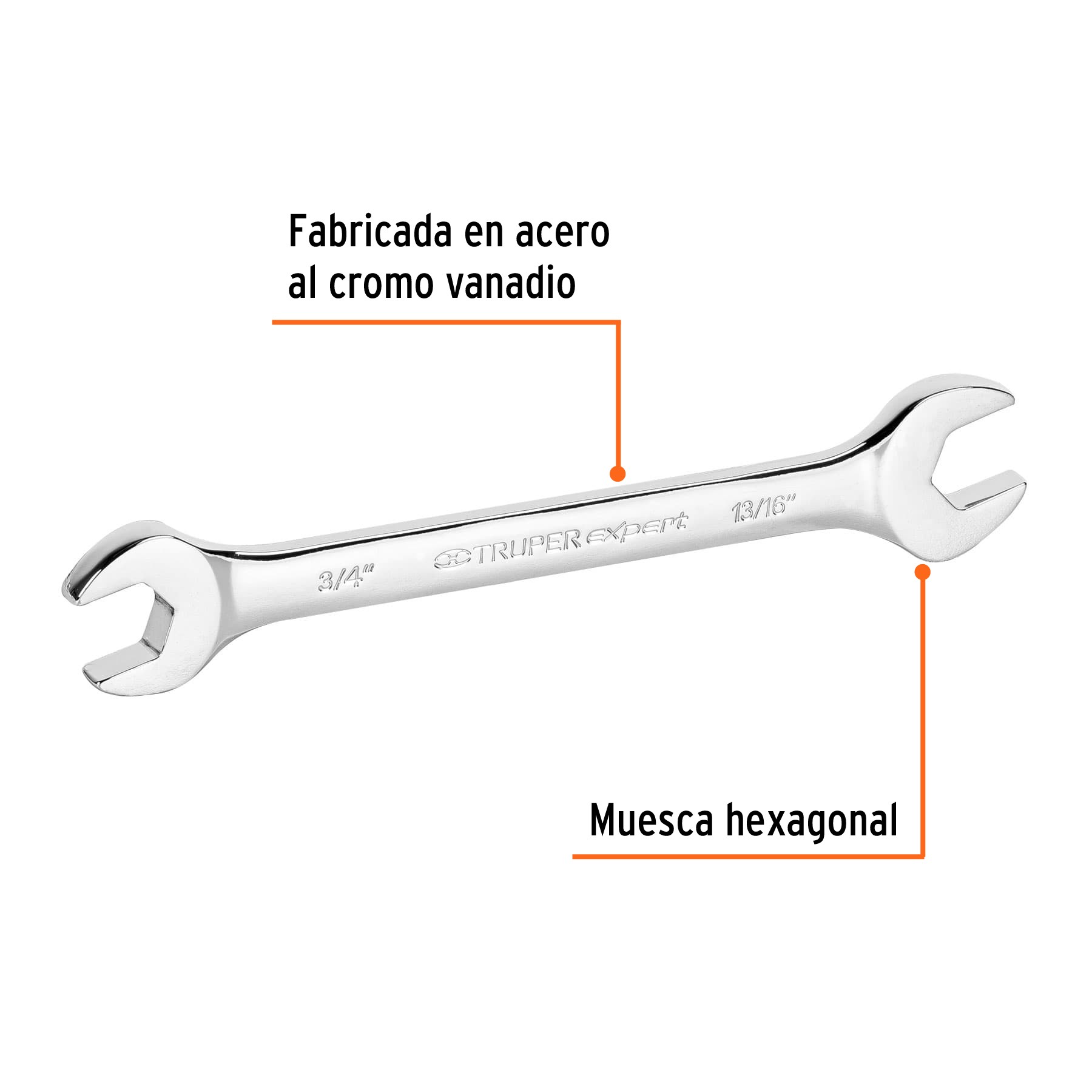 LLAVE ESPAÑOLA, 3/4 X 13/16" X 242 MM DE LARGO, TRUPER EXPERT 15698