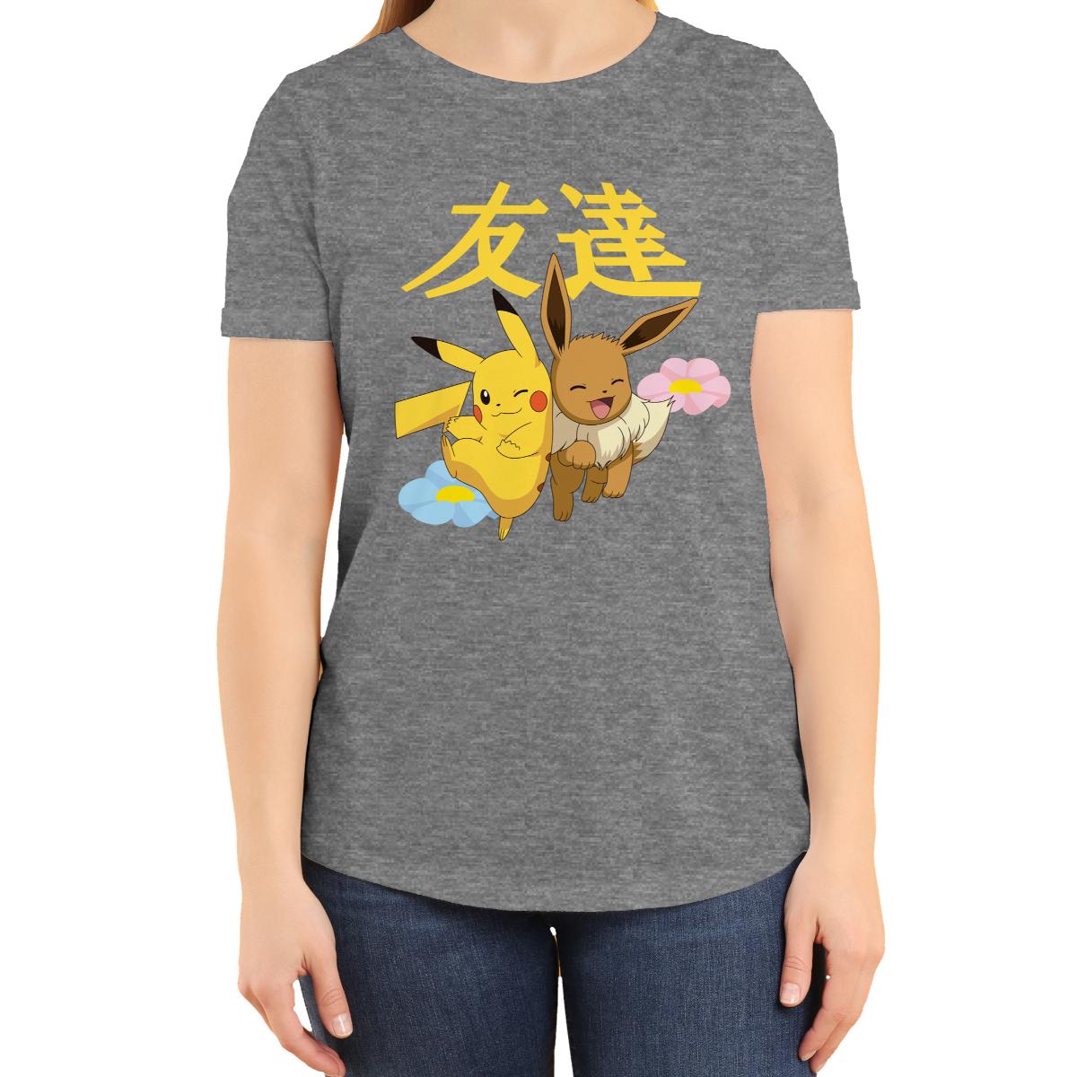 Playera para Hombre de Pokémon, Pikachu y Eevee, Gris Jaspe, Talla EG
