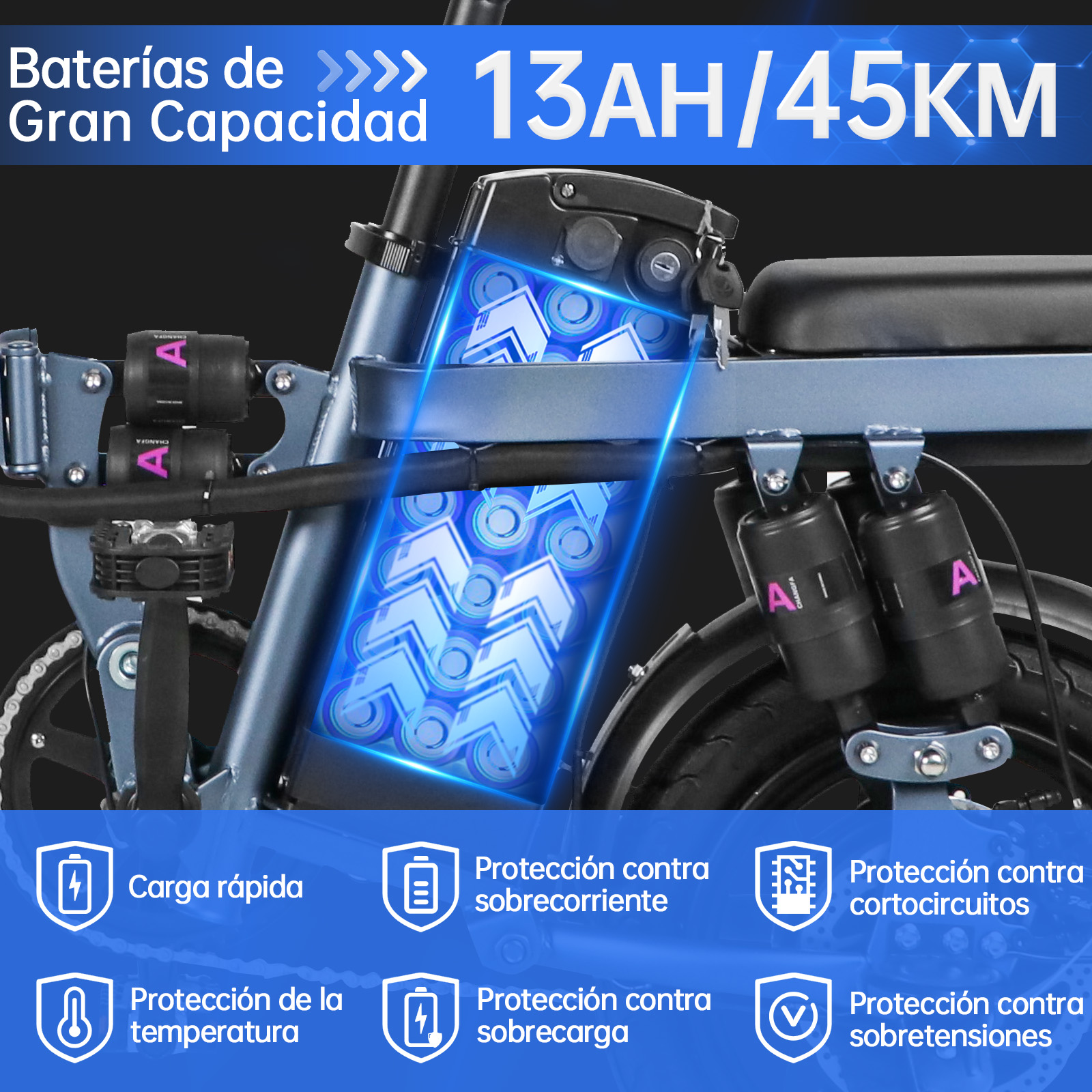 Bicicleta Eléctrica Plegable Honey Whale S6-S Pro Gris