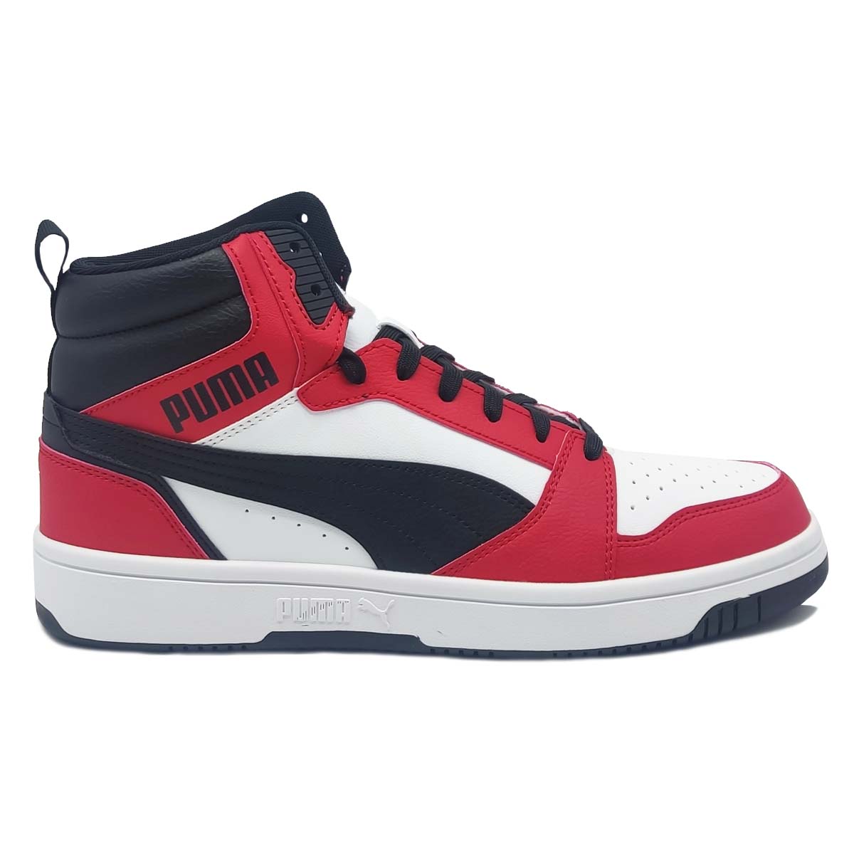 Tenis Puma Rebound V6 White Black Rojo 392326-03 Bota Urban Retro Clásico