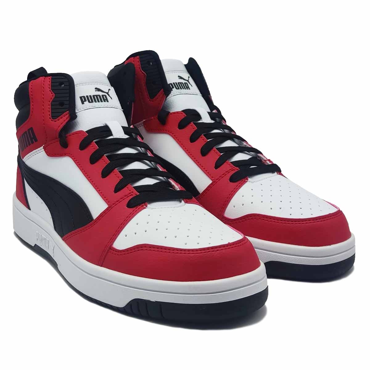 Tenis Puma Rebound V6 White Black Rojo 392326-03 Bota Urban Retro Clásico