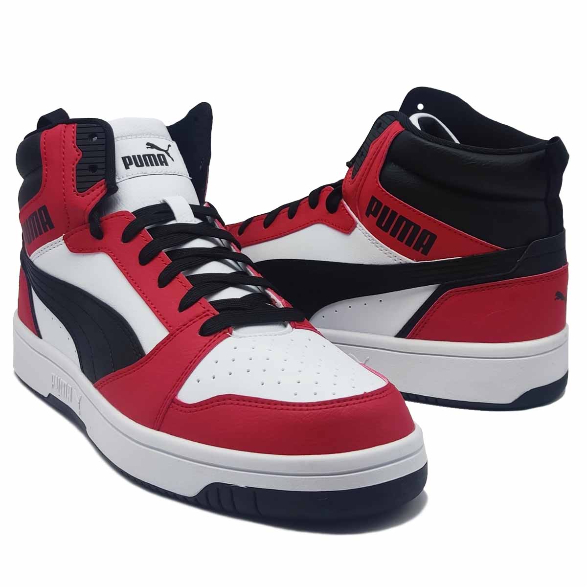 Tenis Puma Rebound V6 White Black Rojo 392326-03 Bota Urban Retro Clásico