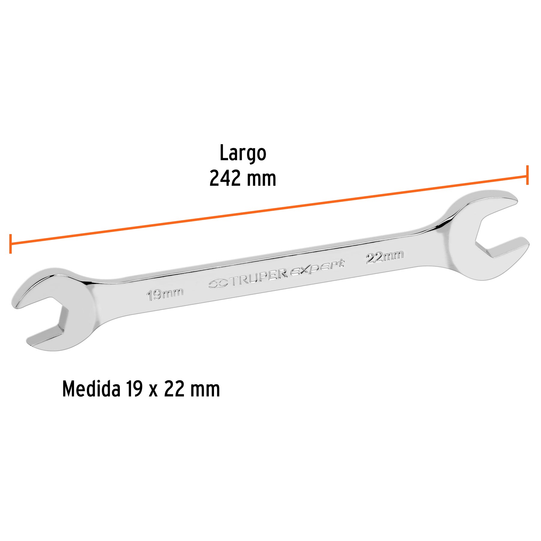LLAVE ESPAÑOLA 19 X 22 X 242 MM DE LARGO, TRUPER EXPERT 15717