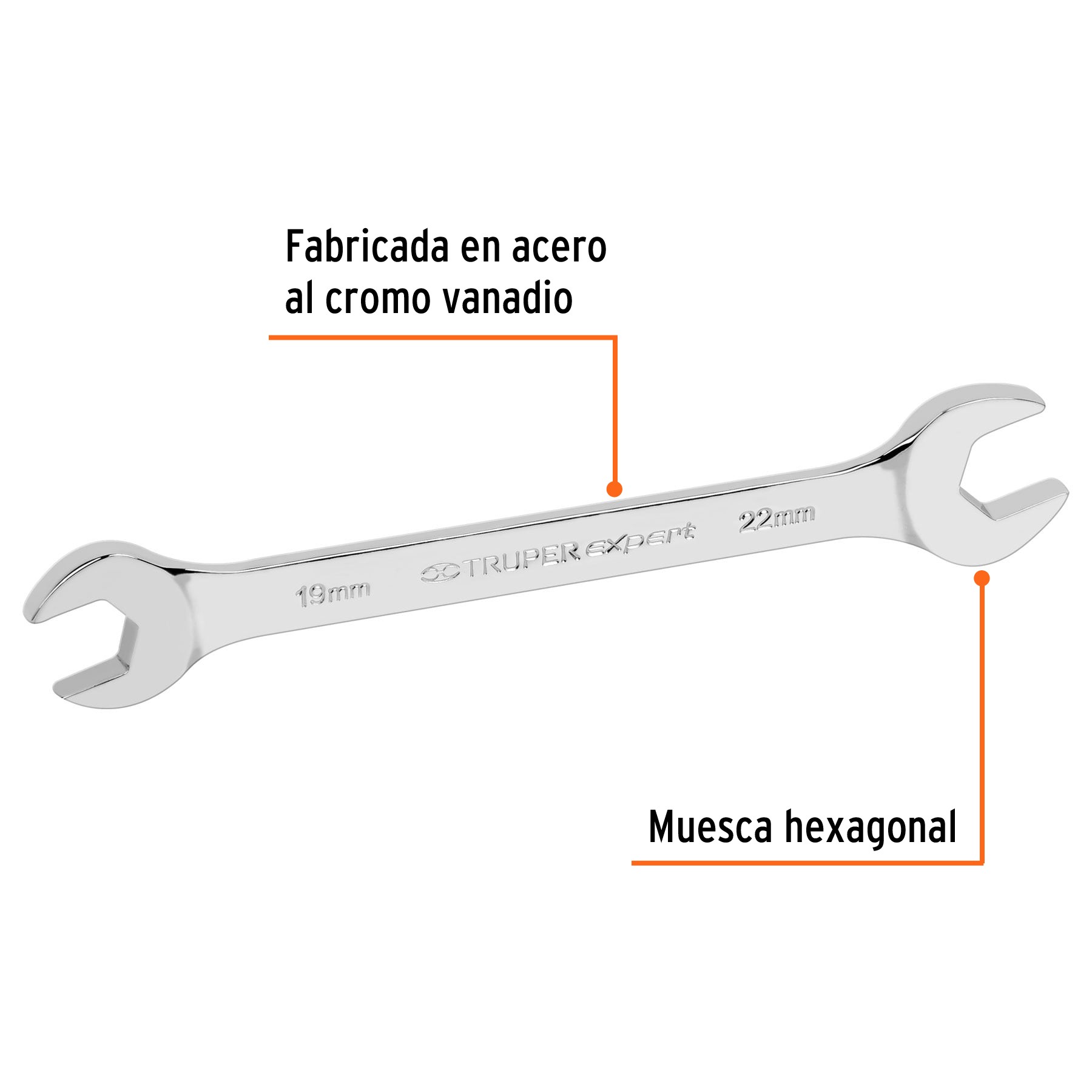 LLAVE ESPAÑOLA 19 X 22 X 242 MM DE LARGO, TRUPER EXPERT 15717