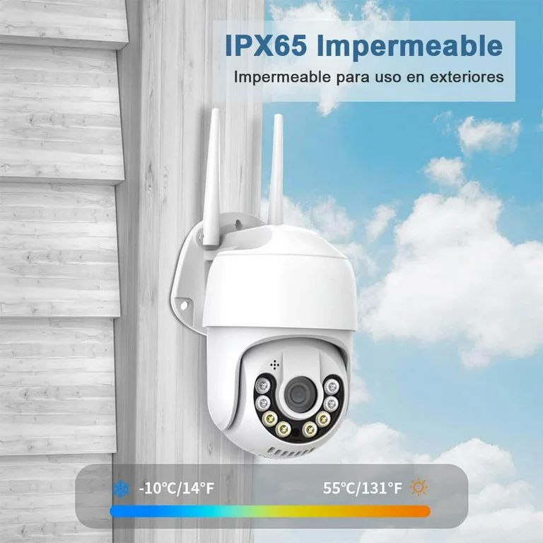 Cámara De Seguridad Wifi N8-200w Luz Led Ip Resiste Lluvia Para Exteriores Con Movimiento 360''ns Tech