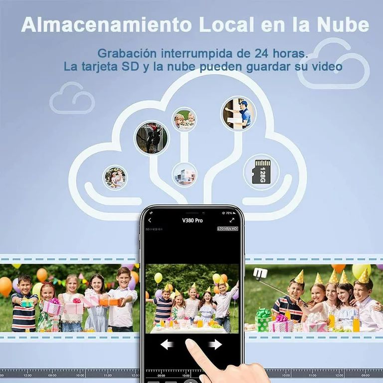 Cámara De Seguridad Wifi N8-200w Luz Led Ip Resiste Lluvia Para Exteriores Con Movimiento 360''ns Tech