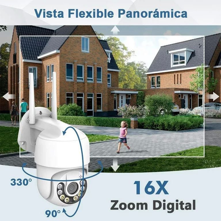 Cámara De Seguridad Wifi N8-200w Luz Led Ip Resiste Lluvia Para Exteriores Con Movimiento 360''ns Tech