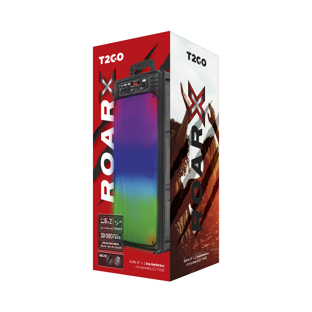 Bocina Inalámbrica Roar X T2GO 8" Con Luz RGB 