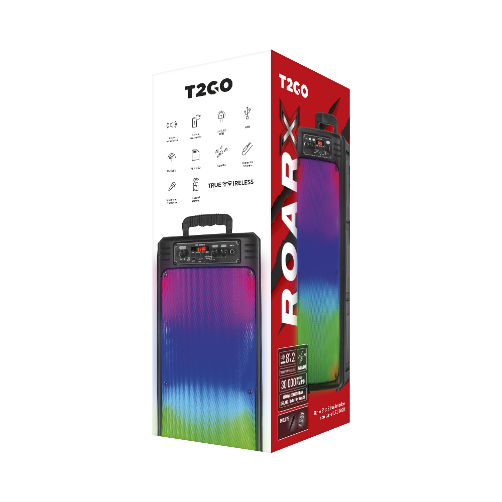 Bocina Inalámbrica Roar X T2GO 8" Con Luz RGB 