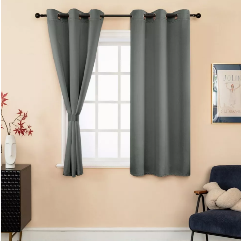 Cortina Para Ventana 214x160cm En 2 Paneles Con Moño