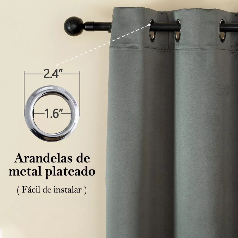 Cortina Para Ventana 214x160cm En 2 Paneles Con Moño