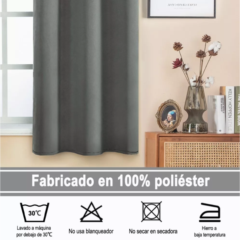 Cortina Para Ventana 214x160cm En 2 Paneles Con Moño