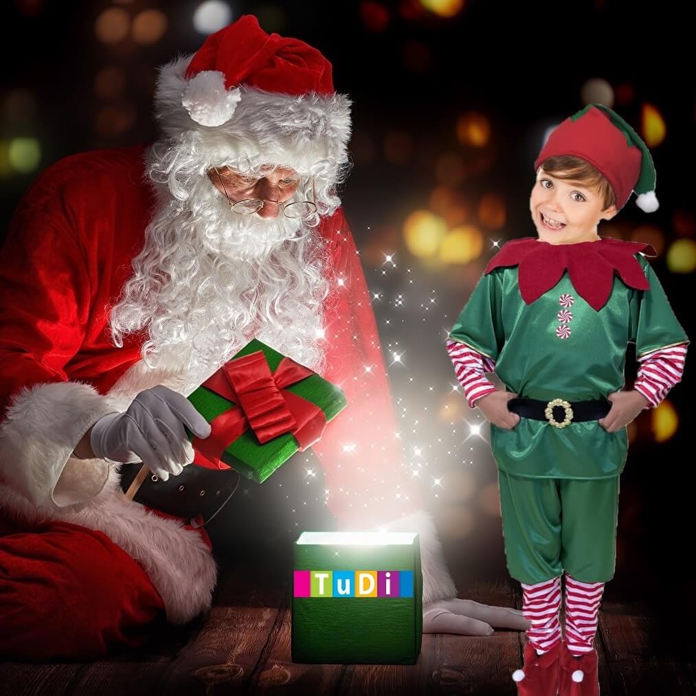 Disfraz de Navidad Duende Ayudante de Santa Claus Elfo Niño Festival Pastorela - DISFRACES TuDi