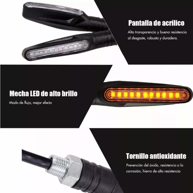 Direccionales Led Moto Secuencial Indicador Intermitente 4pz.