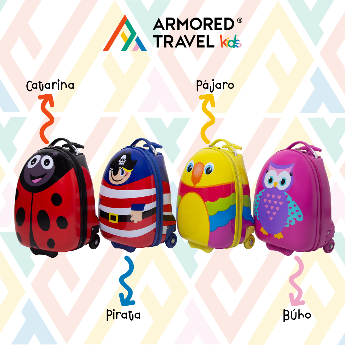 Maleta de viaje niñas niños carry-on mochila rígida infantil con ruedas 16 kínder Preescolar usos múltiples Edades 2 a 6 años Armored kids Pirata