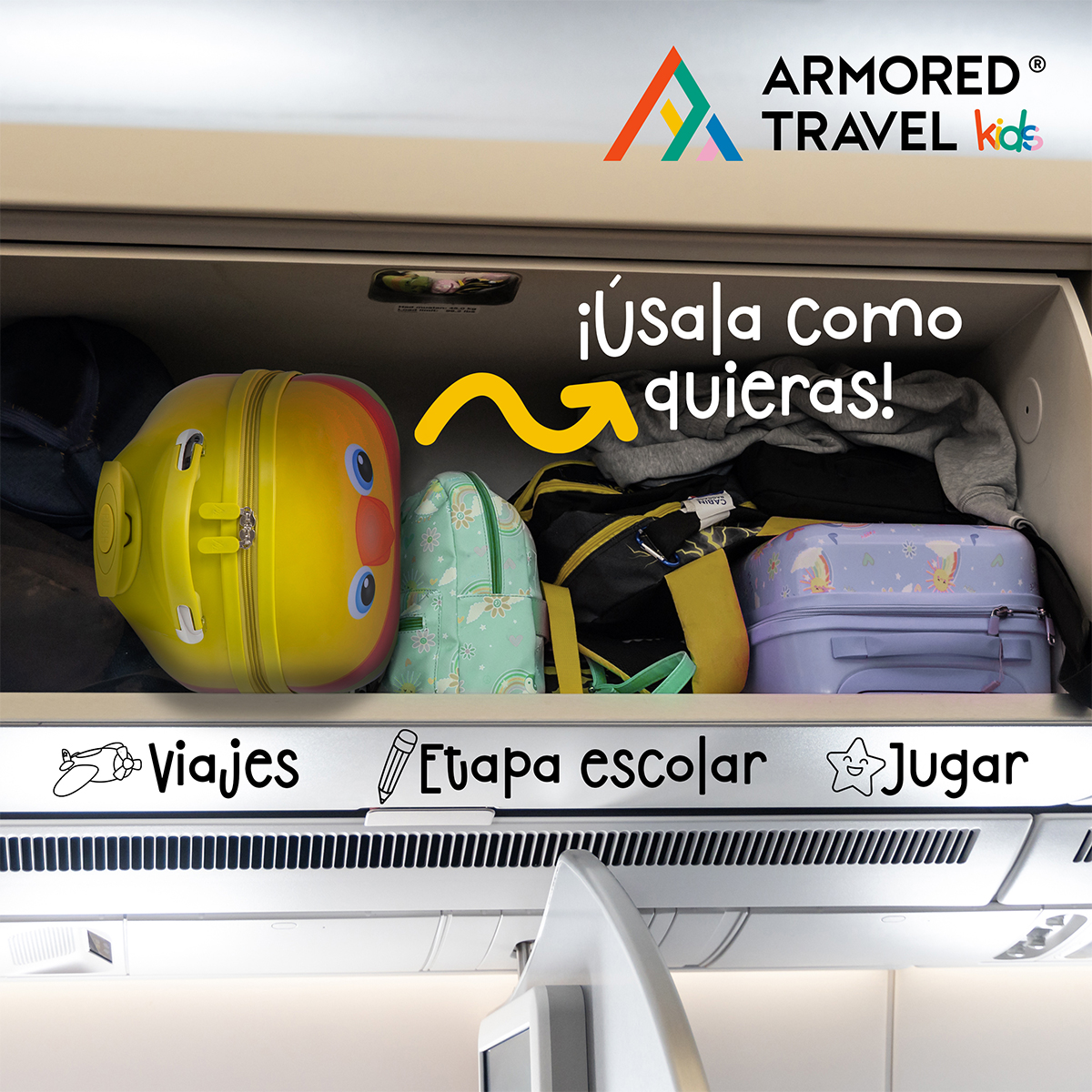 Maleta de viaje niñas niños carry-on mochila rígida infantil con ruedas 16 kínder Preescolar usos múltiples Edades 2 a 6 años Armored kids Pájaro