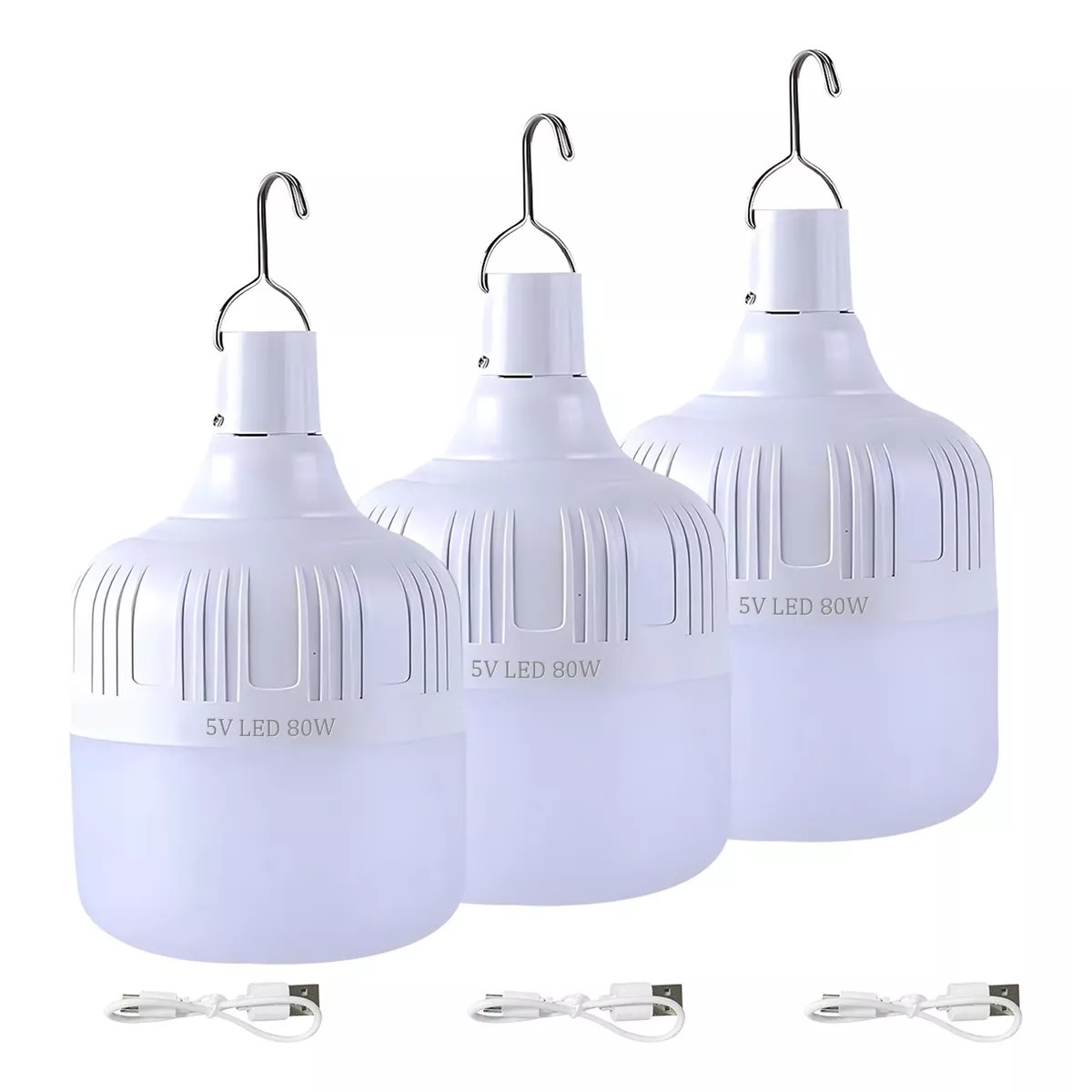 Portatil Recargable Emergencia Usb 80w Lámpara Foco Led 3pzs