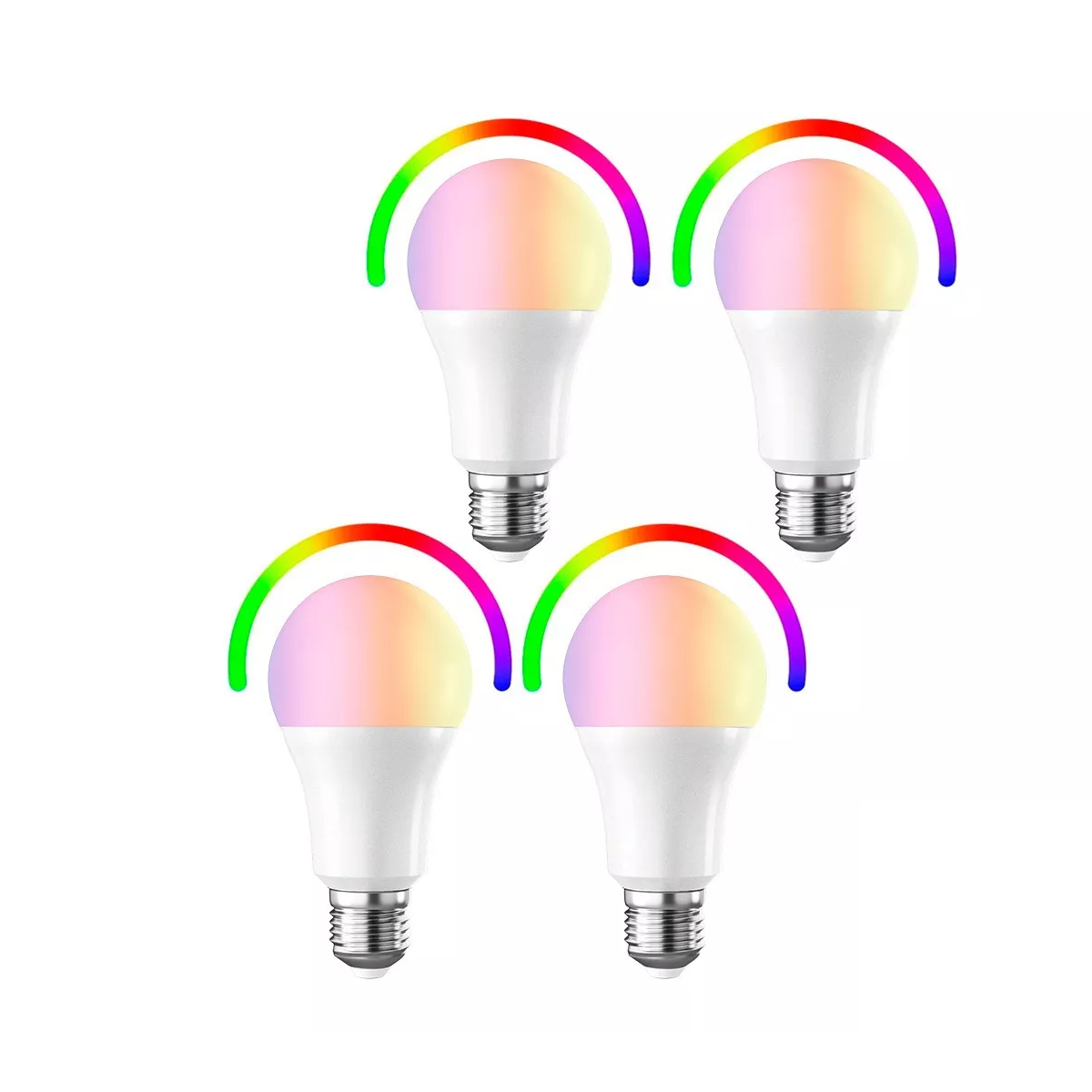 Set Foco X4 Bulbo Led Smart Inteligente Rgb 9w App Celular