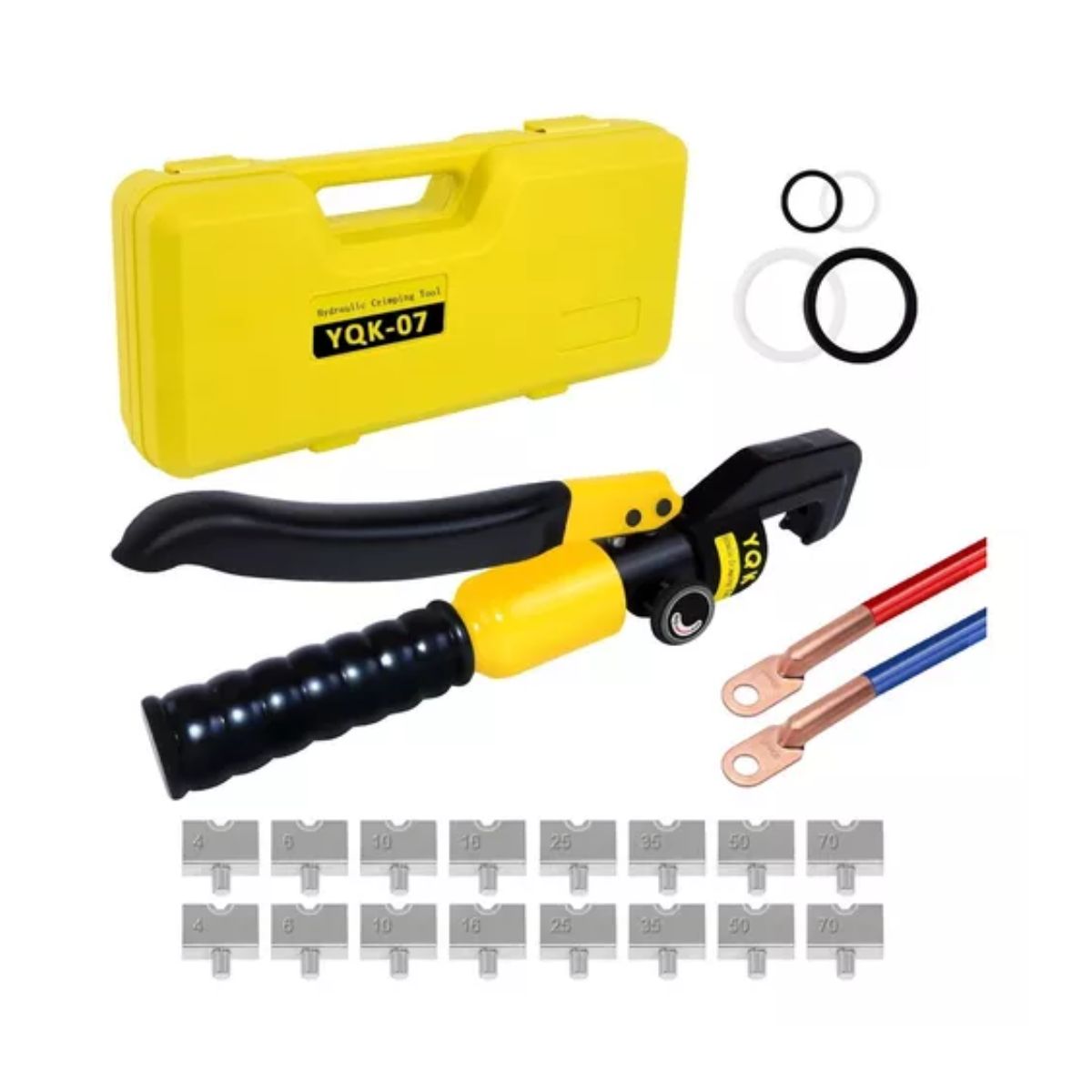 Juego Pinza Hidráulica Ponchadora 6t Con 8 Pares Dados AMARILLO