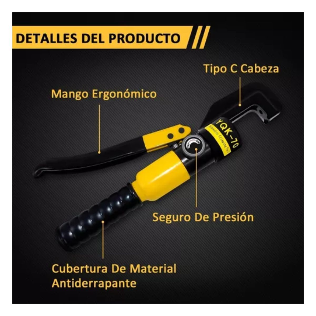 Juego Pinza Hidráulica Ponchadora 6t Con 8 Pares Dados AMARILLO