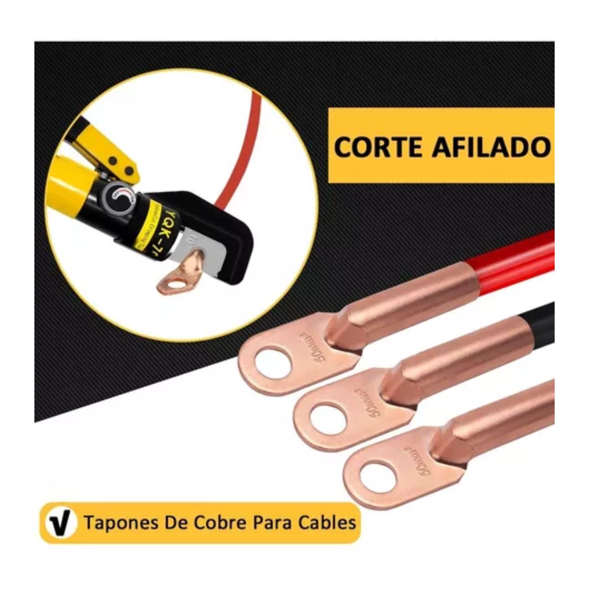 Juego Pinza Hidráulica Ponchadora 6t Con 8 Pares Dados AMARILLO