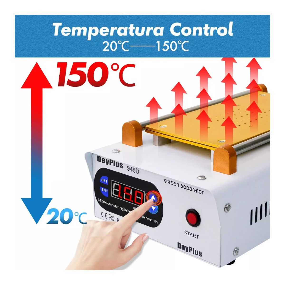 Pantalla Lcd Separador De 9 In Con Succión Tapete Silicon BLANCO