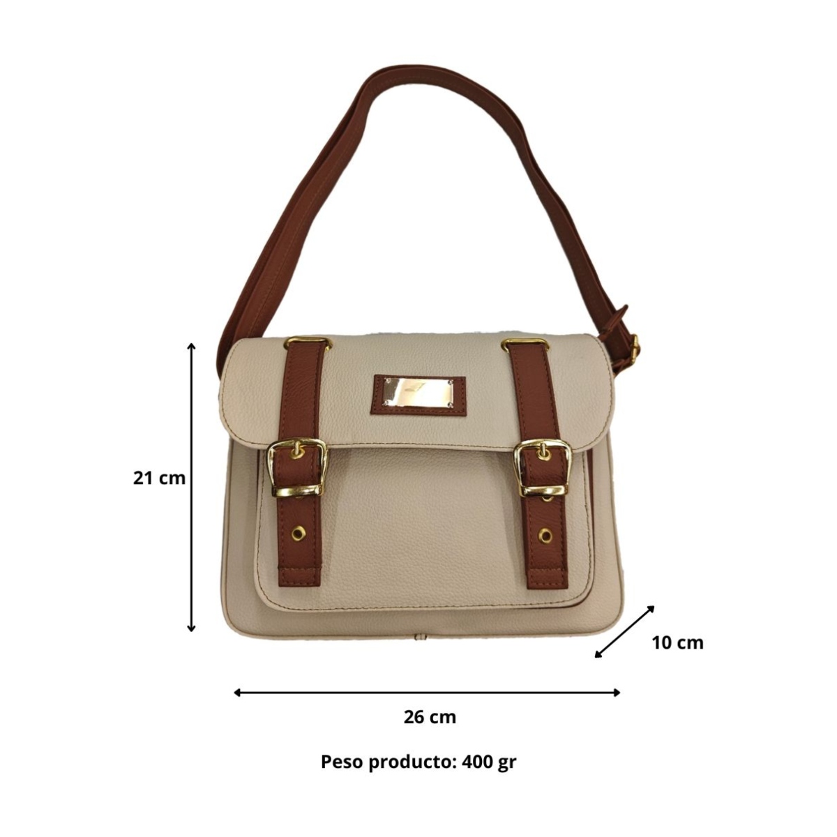 Bolsa Crossbody en Piel Color Beige