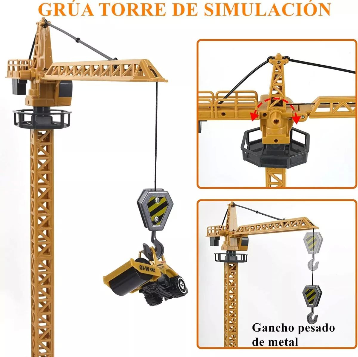 Camión Contenedor de Construcción Excavadora para Niños con Luz y Sonido 6 Coches Carros y Accesorios Juguetes