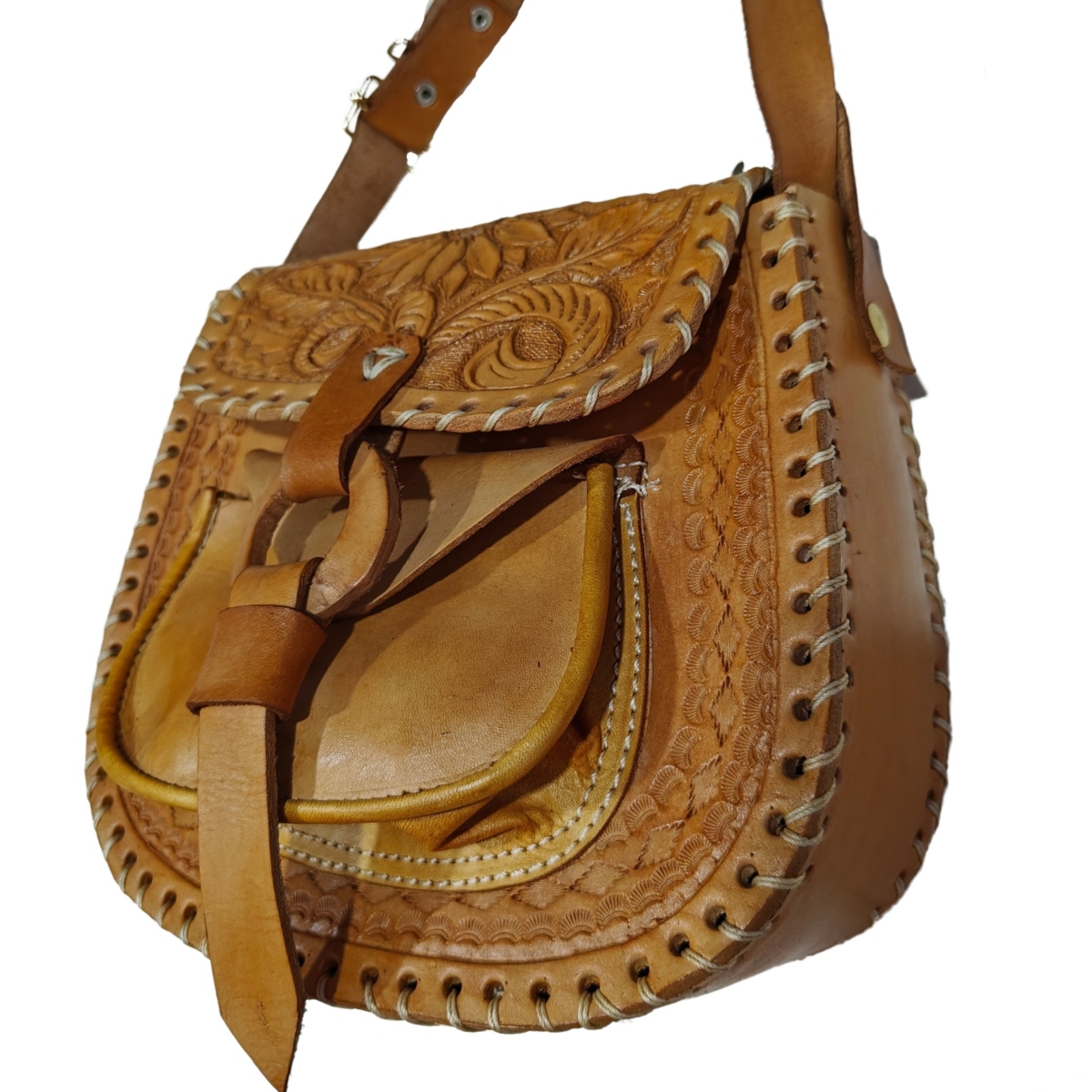 Bolsa Artesanal Margarita Cuero Genuino